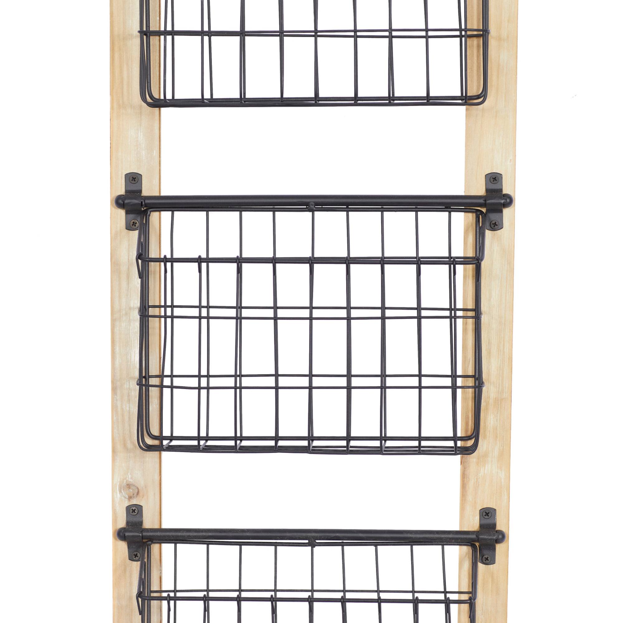 34" Black Metal Farmhouse Magazine Rack